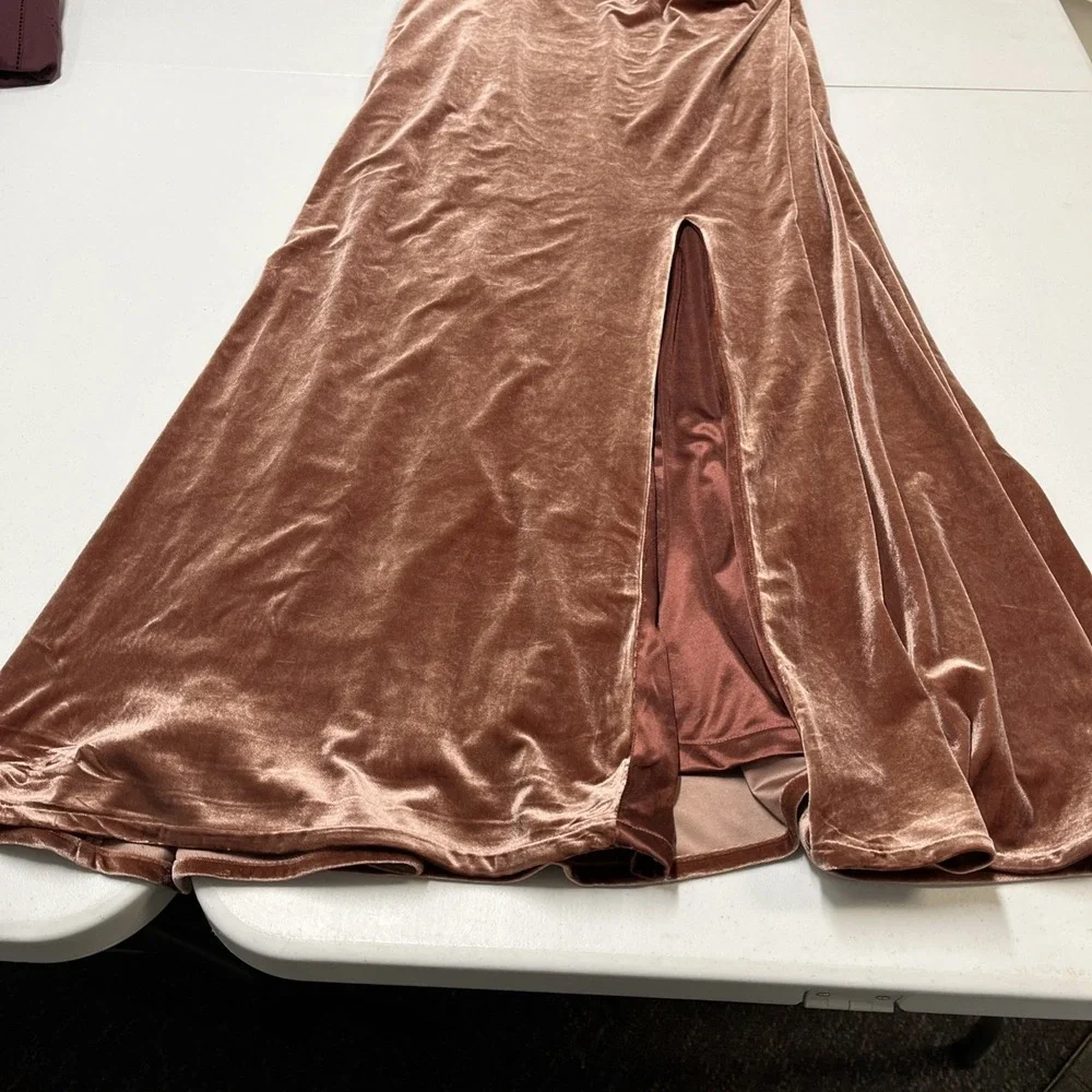 Reverly Maxine Velvet Dress Gown Dusty‎ Rose Size 18 Asymmetrical Drape Event